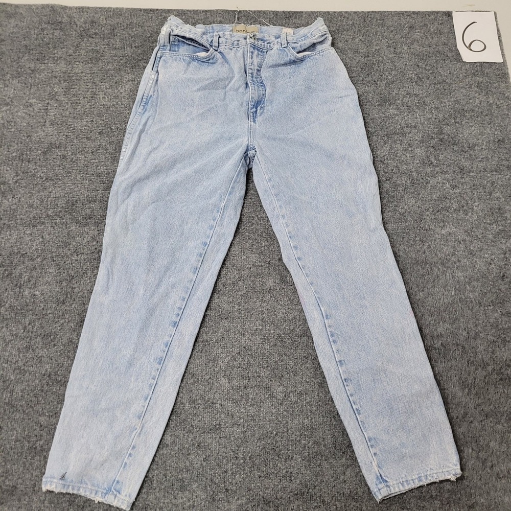 Bonjour Jeans Womens Size 28 Light Wash High Waisted Tapered Acid Wash Denim